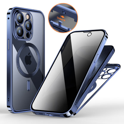 Anti-Privacy Metal Buckle Magnetic Support Wireless Charging Double-Sided Lens Full Cover Phone Case Protective Cover Blue Mobile Phone Cover & Protectors electronics iPhone mobile mobile cover mobile protector privacy protector privacy screen