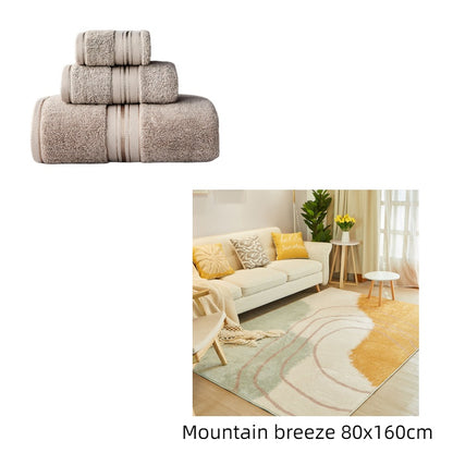 Pure Color Thick Cotton Bath Towel Set Towel Set Increased Pure Cotton Beach Towel Beauty Salon Bath Towel Brown and mountain rug Three piece towel set Towels bath towel Bedding and towels best drying bath towel cotton towels Home towels