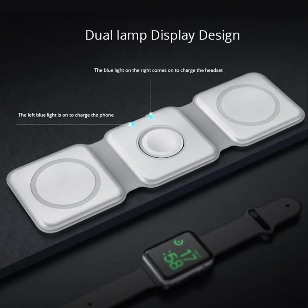 3-in-1 Magnetic Foldable Wireless Charger | Fast & Safe Charging | Compact & Portable Wireless Chargers air pods air poods airpods apple watch charging pads charging station horizontal iphone led magnetic charger mobile phone samsung vertical wireless charger {{ product_collections }} {{ product_description }}