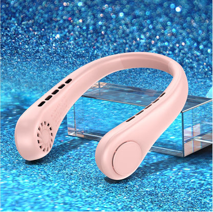 New Mini Neck Fan Portable Bladeless Hanging Neck Rechargeable Air Cooler Mini Summer Sports Fans Pink G15 Three Gear Collar Fan beat the heat neck fan portable fan rechargable fan