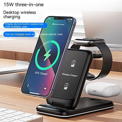 3-in-1 Foldable Wireless Charger – Fast Charging for Phone, Headset, and Watch Wireless Chargers 3 in 1 charger magnetic magsafe new arrival wireless {{ product_collections }} {{ product_description }}