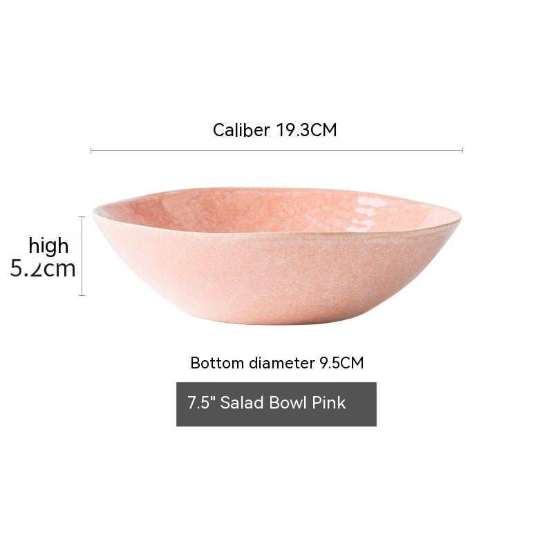 Japanese Textured Tableware And Household Plates Pink 7.5inch bowl Dinner Sets dinner plate dinner set home plates