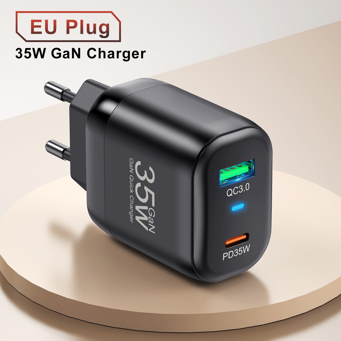 Ultra-Compact 35W GaN Fast Charger - Dual Type-C & USB-A Ports - Available in Black & White GaN Chargers 35W best portable charger C type fast charger Gallium Nitride Char GaN chargers multi port portable portable cahrger USB usb c type wall charger {{ product_collections }} {{ product_description }}