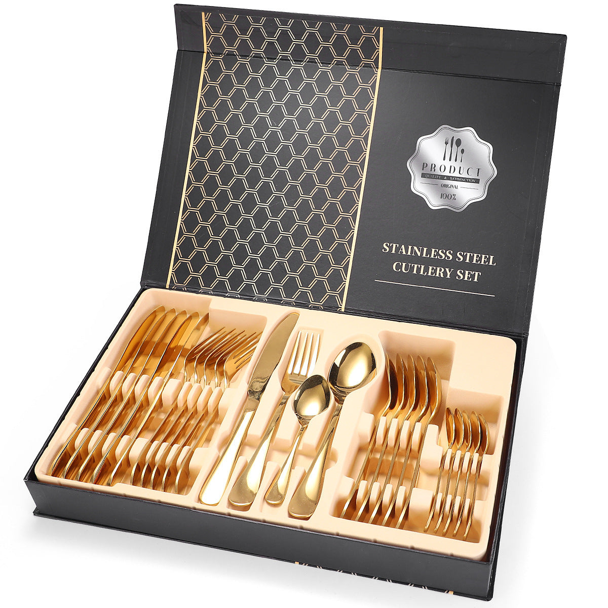 24 Pcs Cutlery Set Gold 24 piece set Cutlery Set cutlery set dinnerware dinning table fork home knife premium spoon tableware