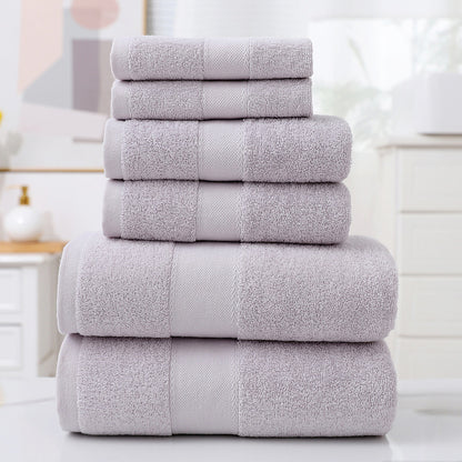 Home Simple Cotton Absorbent Towel Bath Towel 6-Piece Set B Grey 6PCS Towels bath towel Bedding and towels home towel