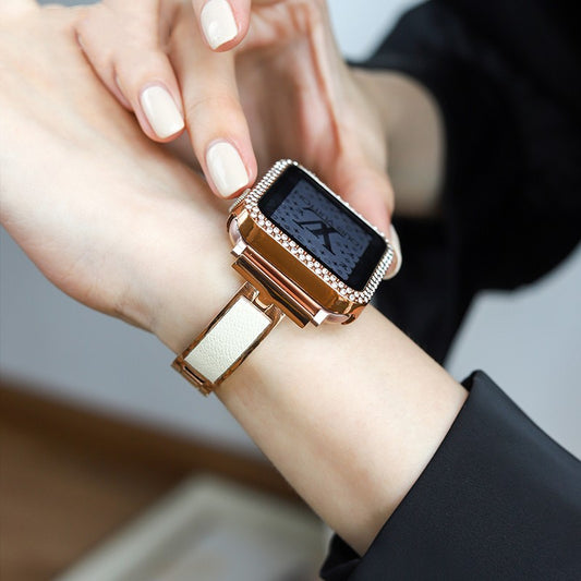 Watch Strap Female Bracelet Rose goldwhite leather Watch Strap apple watch strap electronics smart watch smart watch strap