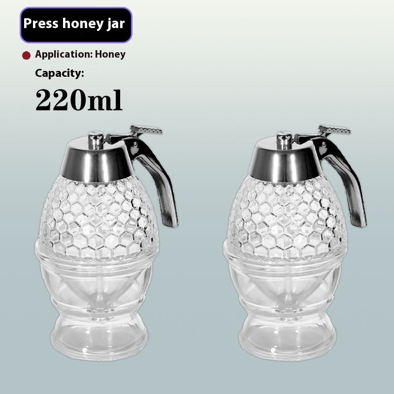 Glass Honey Pot Gift Pressing Honey Portable Storage Bottle Glass Honey Pot 2PCS Storages & Racks food storage honey cup kitchen kitchen accessories