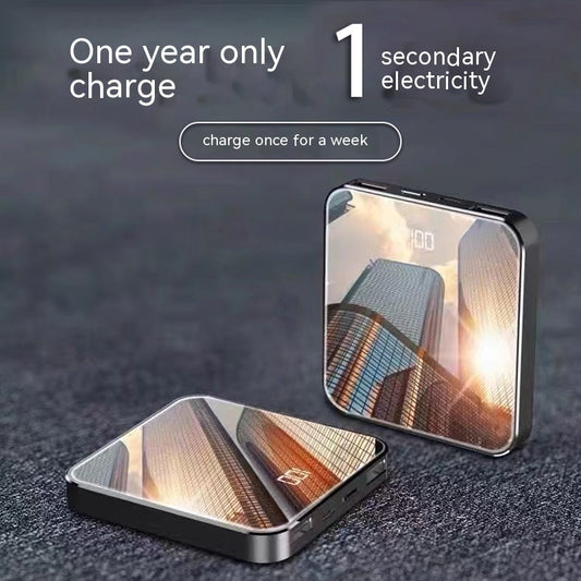 Mini Power Bank Large Capacity Double Face Mirror Thin And Compact Power Banks digital display electronics mirror glass power bank power banks power supply wired charging wireless charging Wireless Power Bank