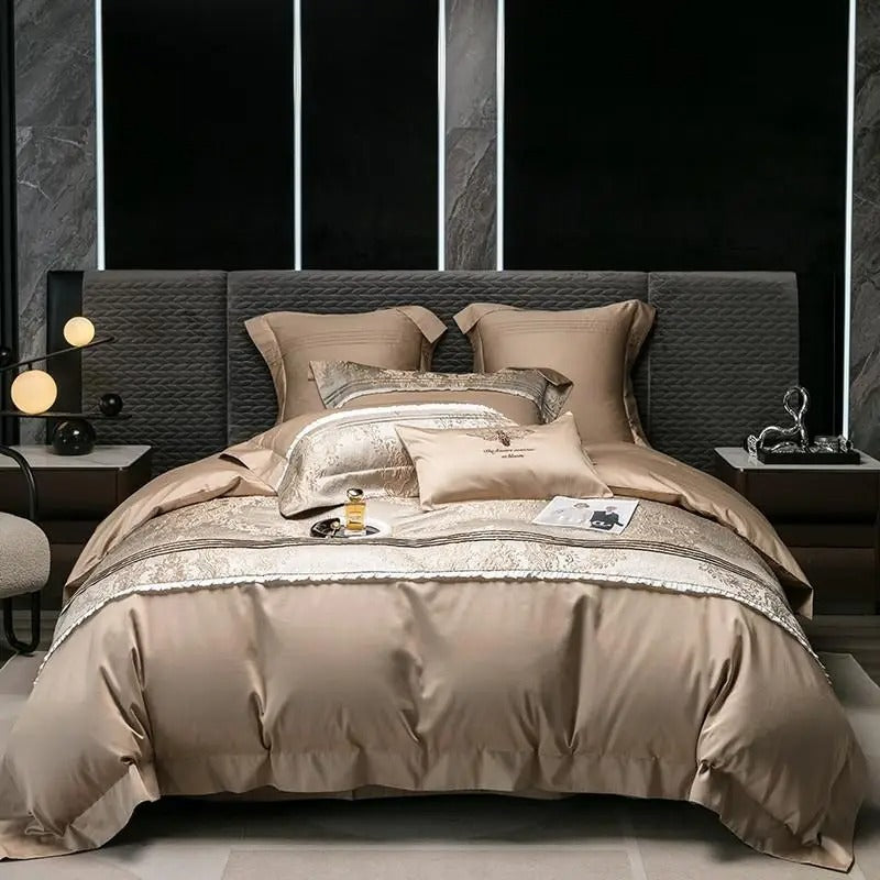 Long-staple Cotton Four-piece Set Jacquard Quilt Cover Bed Sheet Bedding Bed Sheets bed sheet bed sheet set home living room