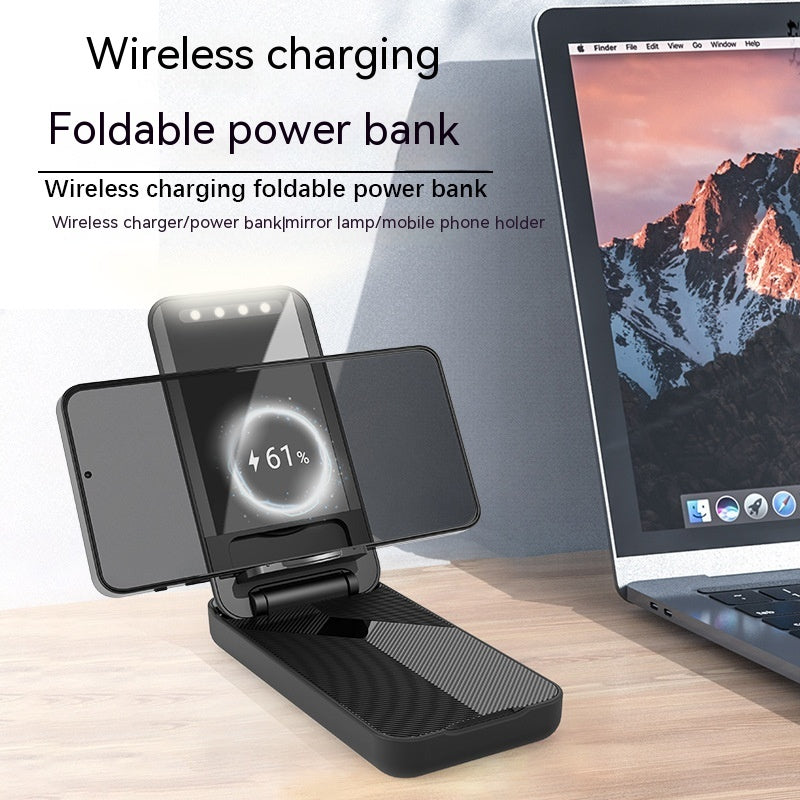 Folding 15W Fast Charge 10000mAh Power Bank with Lighted Mirror | Portable & Chic Wireless Power Banks 3 in 1 5W C type charger fast charger magnetic magsafe USB wireless {{ product_collections }} {{ product_description }}