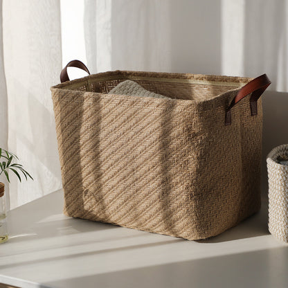 Storage Basket Jute Fabric Foldable Storage Box Storages & Racks clothes grocery home kitchen organizer storage toys