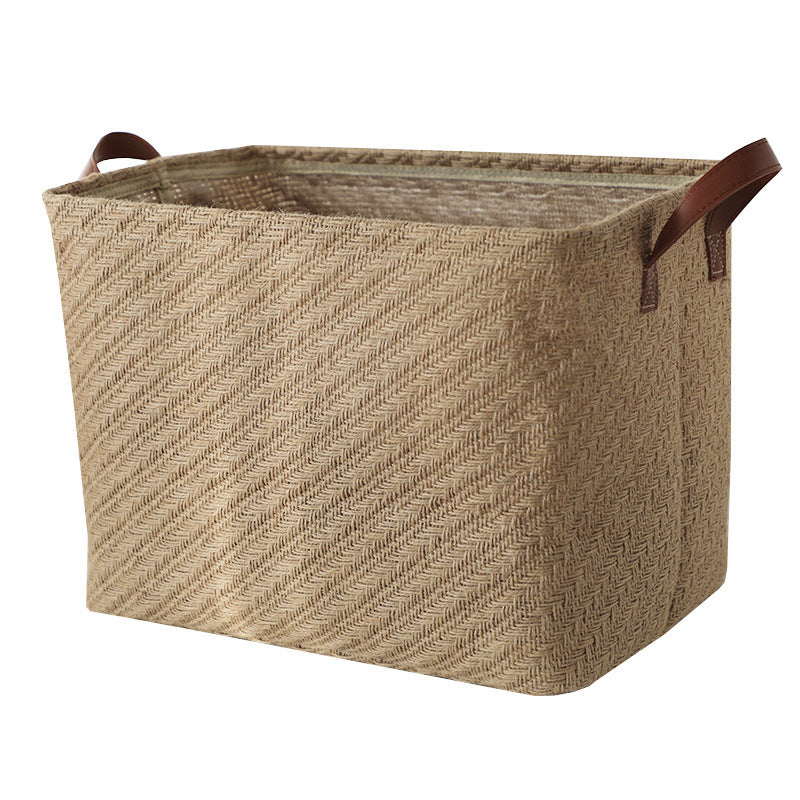 Storage Basket Jute Fabric Foldable Storage Box Coarse Pattern Jute Storages & Racks clothes grocery home kitchen organizer storage toys