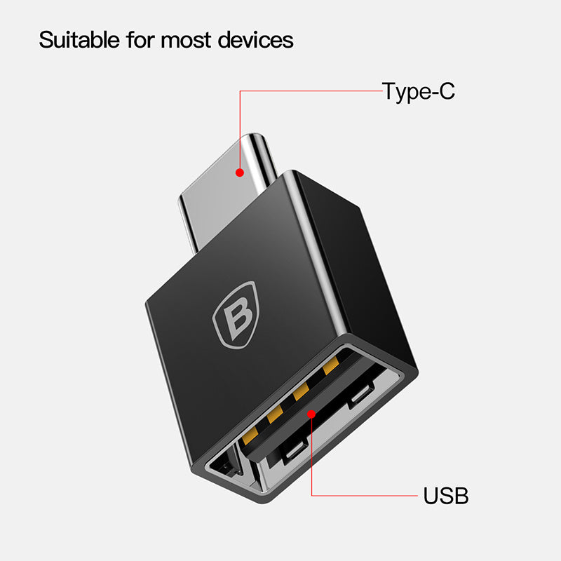 Compact Type C Male To USB Female Adapter 2.4A Black Adapters & Converters adapter C type converter electronics female USB