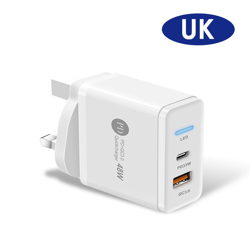 PD48W Fast Charging Mobile Phone Charger UK British White Three Feet Adapters & Converters C type charger electronics electronics accessories fast charger travel adapter USD