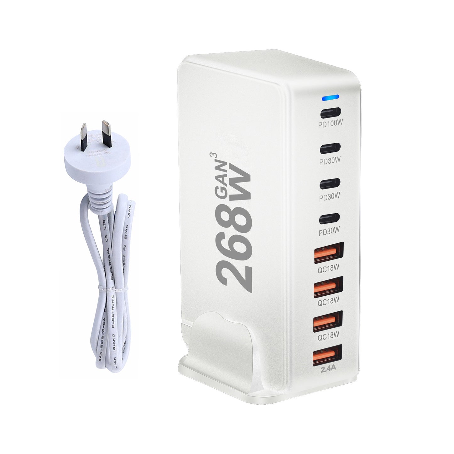 Ultra-Efficient 240W GaN Desktop PD Charger - Versatile Type-C USB - Available in Black & White 268W Australian Standard White GaN Chargers C type charger desktop fast charger GaN charger multi ports New arrival portable USB {{ product_collections }} {{ product_description }}