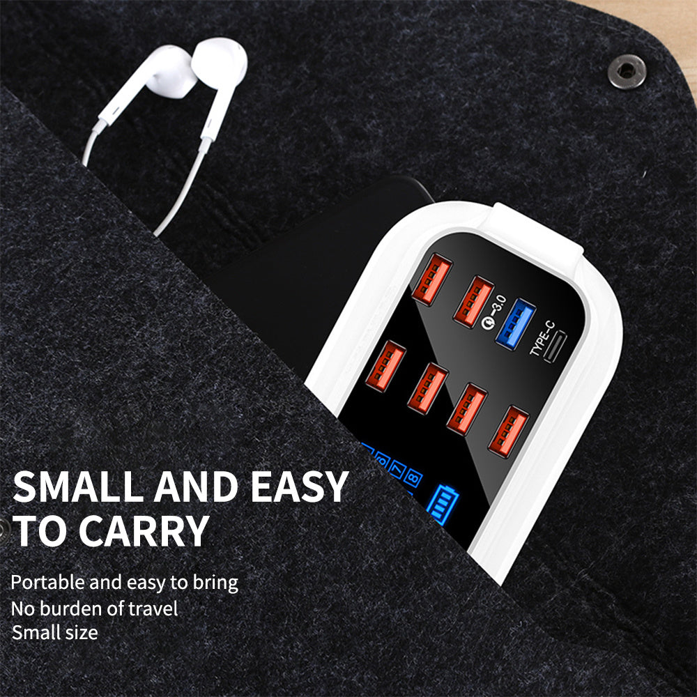 Fast Charge Smart Multi-USB Mobile Phone & Tablet Charger | QC3.0 & Type-C | Digital Display, 40W Power Multiport hub Digital Display USB Charger Fast Charge Multi-USB Charger New arrival QC3.0 Charger Smart Mobile Phone Charger Tablet Fast Charger Type-C Fast Charger {{ product_collections }} {{ product_description }}