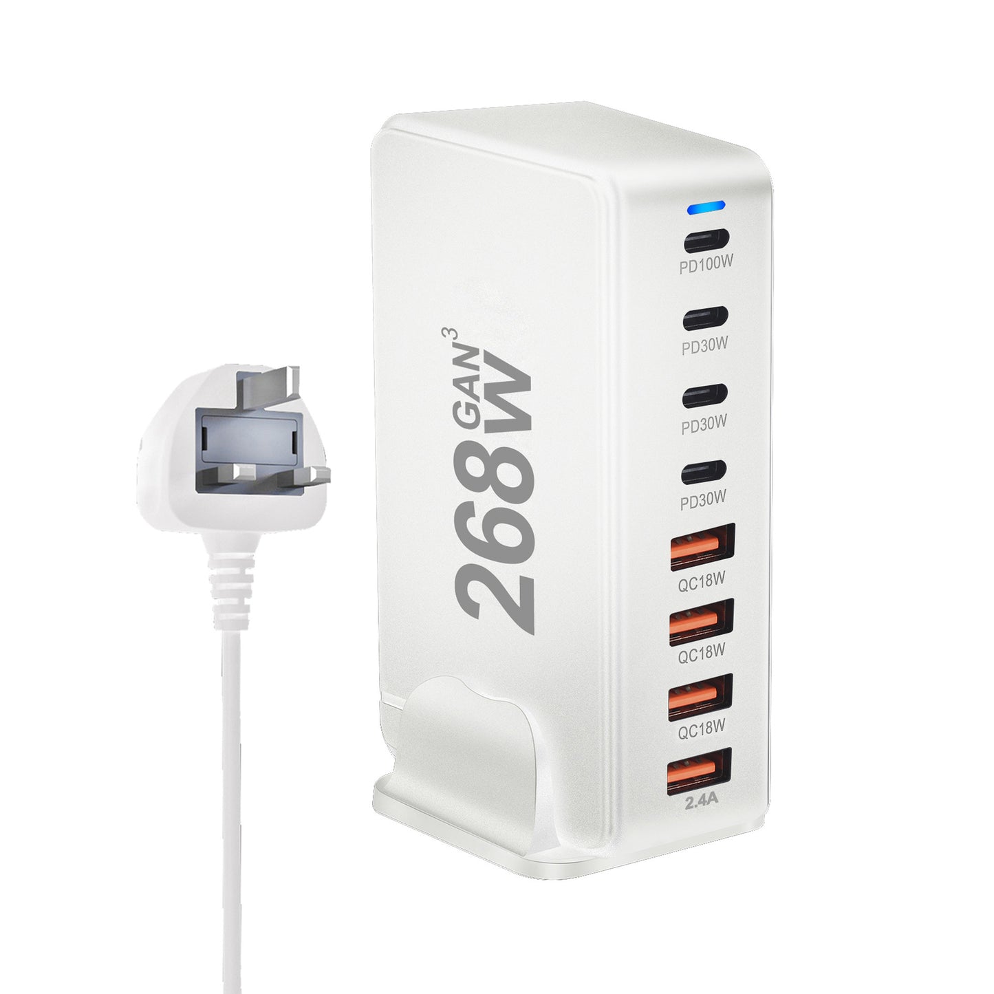 Ultra-Efficient 240W GaN Desktop PD Charger - Versatile Type-C USB - Available in Black & White 268w British Standard White GaN Chargers C type charger desktop fast charger GaN charger multi ports New arrival portable USB {{ product_collections }} {{ product_description }}