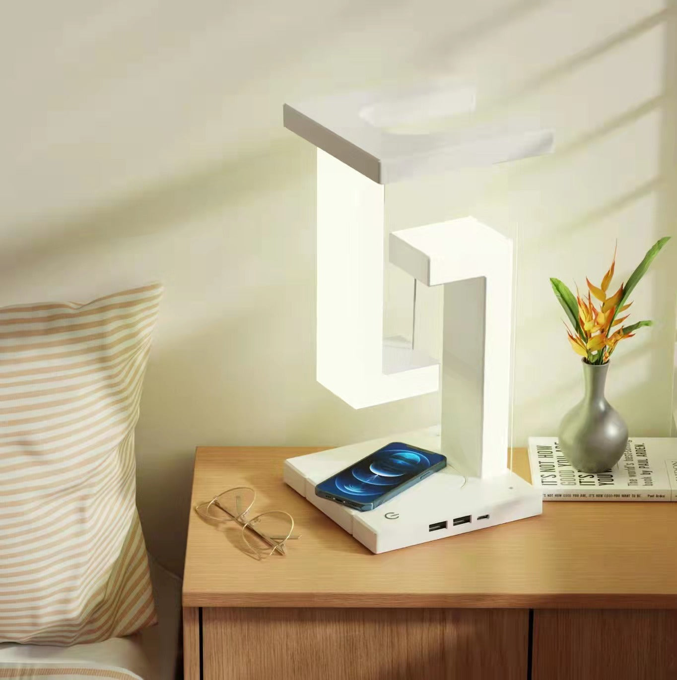 Smartphone Wireless Charging Suspension Table Lamp White wireless charging Mobile Phone Chargers charging lamp creative LED lamp mobile mobile case mobile charger mobile phone mobile phone accessories mobile phone cover stylish mobile phone charger table lamp wireless mobile phone charger