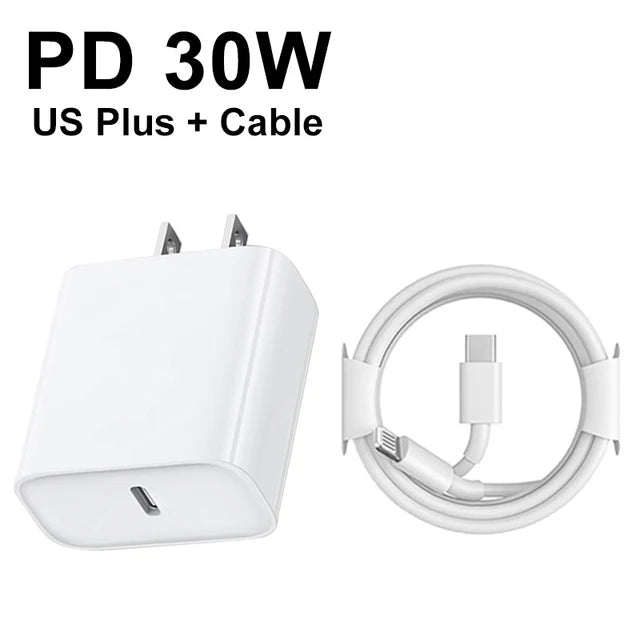 Original 30W USB-C Power Adapter White US Charger Adapters & Converters electronics electronics accessories fast charging cable with power adapter mobile mobile phone accessories power adapter with C type charging cable