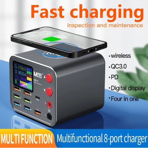 Fast Charging Multi-functional Intelligent Digital Display Charger Adapters & Converters adapter charger electronics electronics accessories fast wireless charger intelligent wireless charger mobile multiports travel adapter universal wireless charger