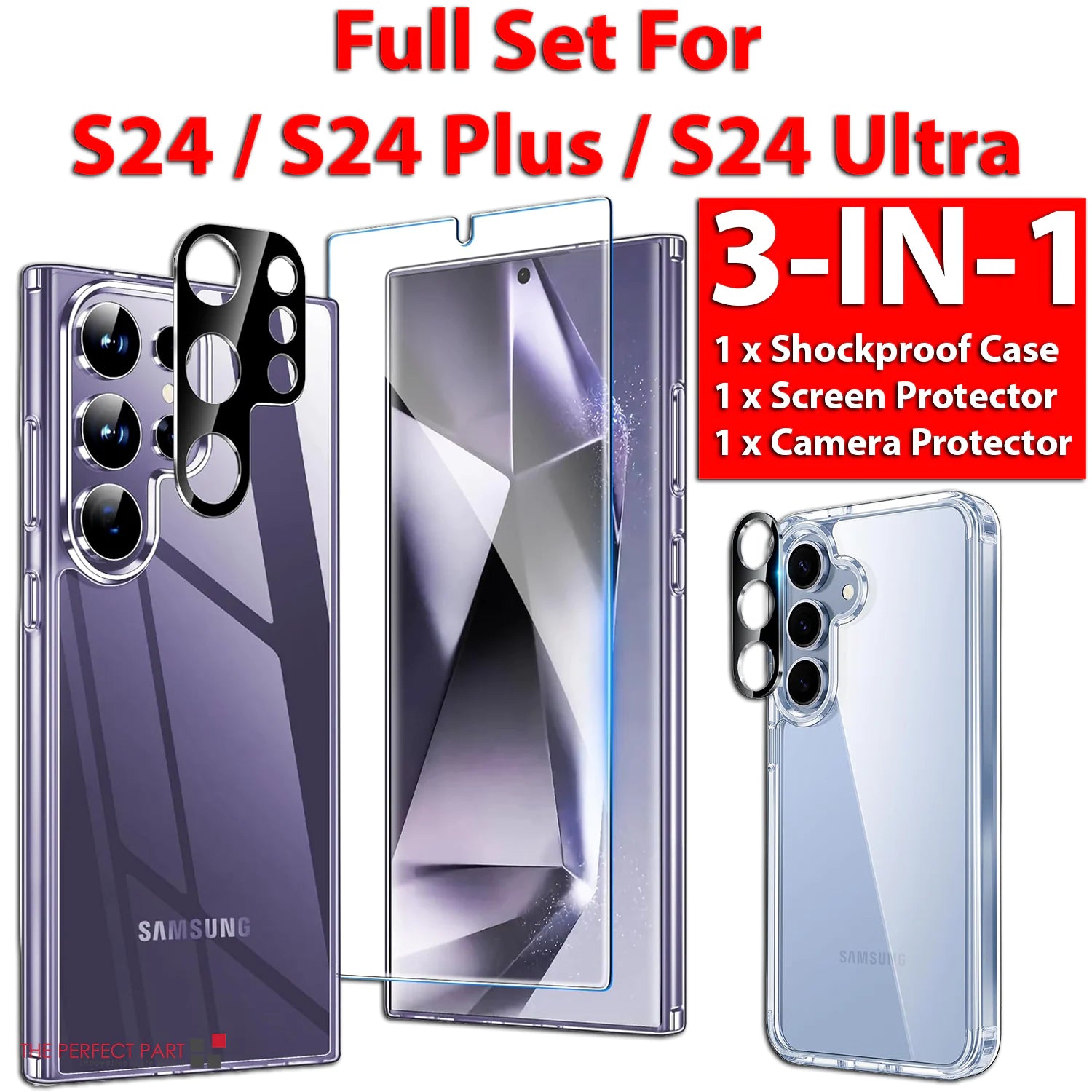 For Samsung Galaxy S24 Ultra Plus Shockproof Case & Screen Protector & Camera US Mobile Phone Cover & Protectors camera protection electronics electronics accessories mobile phone case mobile phone cover mobile phone screen protector mobile protector protection safety Screen Protector