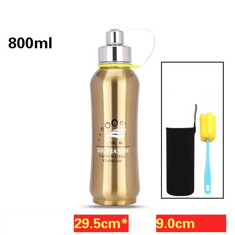 Stainless Steel Water Bottle Vacuum Travel Thermal Cup 18oz Gold 800ml Tumblers, Bottles & Glass dinning dinning table home portable bottle stainless steel water bottle