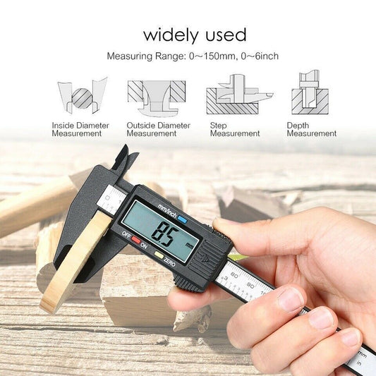 Carbin Fiber Electronic Digital Vernier Caliper Micrometer Guage LCD 6 150mm Black Measuring Tools guage home home tools measuring precise vernier caliber