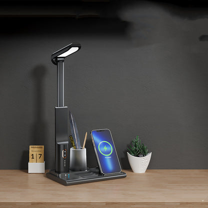 Bedroom LED Wireless Charging Desk Lamp Office Desktop Pen Holder Lights & Lamps 3in1 charger electronics lamp mobile charger led lamp mobile charger wireless charger