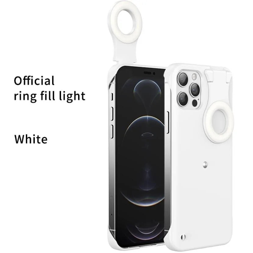 Ring Light Phone Case for iPhone White For iPhone 11pro Max Mobile Phone Cover & Protectors electronics iPhone mobile mobile accessories mobile case mobile cover mobile phone mobile phone accessories mobile phone accessories for blogging Mobile phone card case mobile phone cover mobile phone safety Privacy Magnetic Case For iPhone Ring Light Phone Case for iPhone