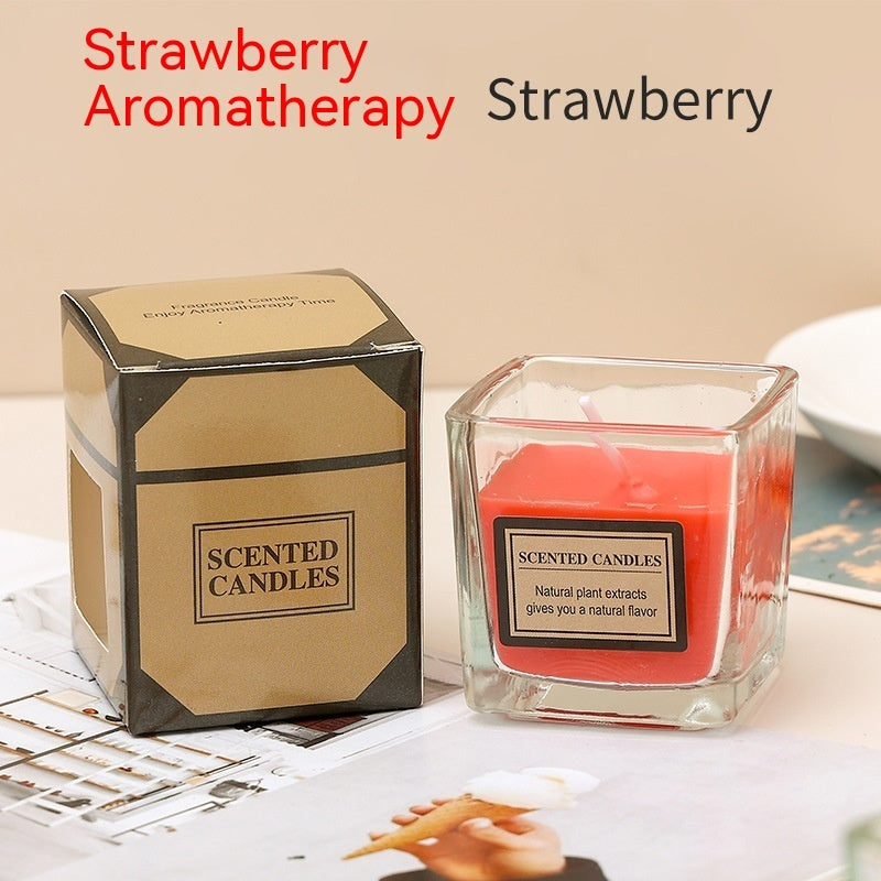 Smoke-free Glass Aromatherapy Candle Red Strawberry Candles candles decor home