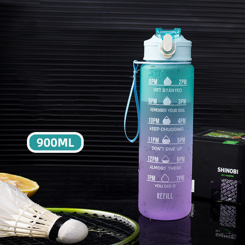 Heat Resistant Gradient Sports Water Bottle With Graduated Straw Green 900ML Water Bottles bottle bottle with straw home kitchen motivational bottle