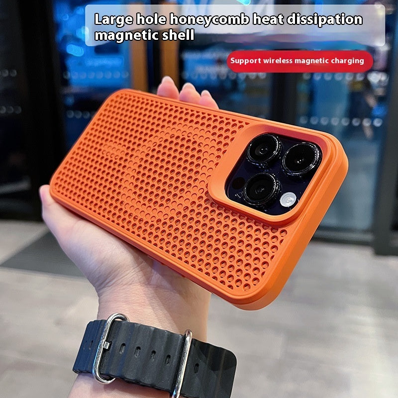 Breathable Honeycomb Heat Dissipation Phone Case | Shockproof & Magnetic Suction iPhone cases breathable camera protection fall protection heat dissipation holes iPhone lens protection New arrival {{ product_collections }} {{ product_description }}