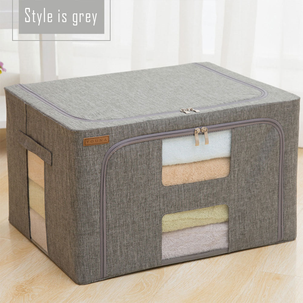 Storage Box Fabric Storage With Zipper Home Grey 20L Storages & Racks blanket clothes home organizer quilt storage