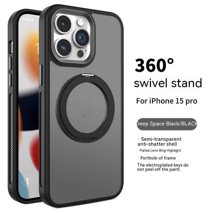 Rotating Bracket Magnetic Suction Phone Case | Frosted Heat Dissipation | Drop-resistant Deep Space Black iPhone cases back stand iPhone iPhone case lens protection lens protector lens protectors magsafe new arrival phone case with stand premium stand with stand {{ product_collections }} {{ product_description }}