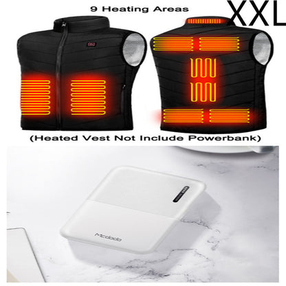 Power Bank 10000 MAh Heating Vest Mobile Power Bank Black 9heating areas XXL Power Banks electronics electronics accessories LED display multiports power bank smart power bank