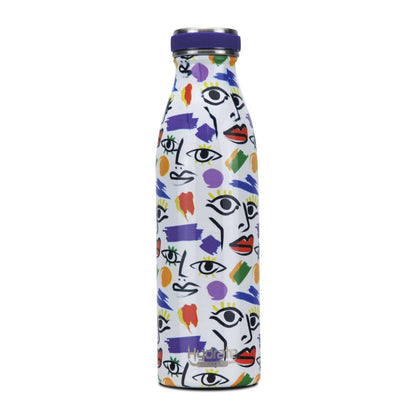 Hydrate Factory Stainless Steel Insulated Abstract Design Water Bottle For Yoga, Gym, Fitness, Cycling, Outdoor, Office, And School Picasso 17OZ Water Bottles artist water bottle colorful water bottl dinning dinning table home water bottle