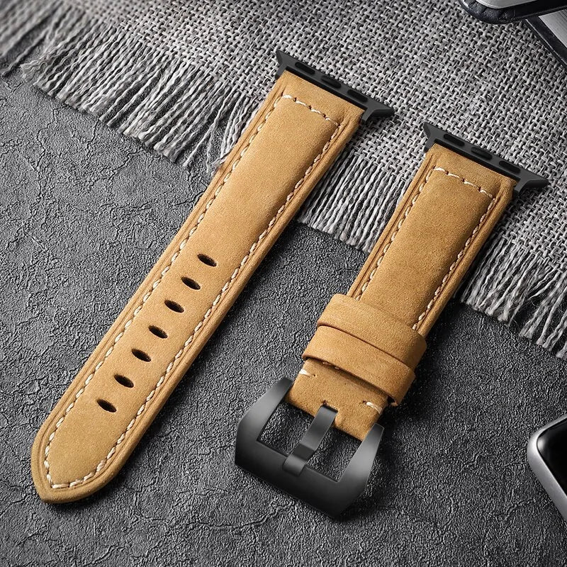 Add Personality with Our Handmade Crazy Cowhide Apple Watch Band Black-Light Yellow For Apple Watch 38mm Apple Watch Bands apple watch apple watch band apple watch strap hand made handmade new arrival nylon {{ product_collections }} {{ product_description }}