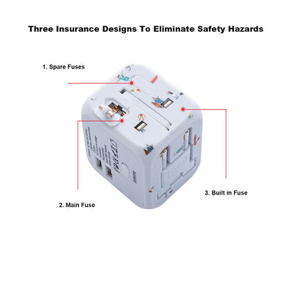 WorldWide Universal Outlet Travel Adapter UK EU US AU Multi Plug Charger W 2USB Adapters & Converters adapter converter electronics electronics accessories multiports USB