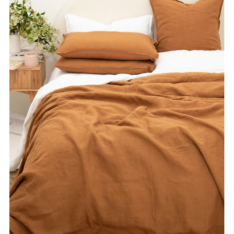 Ins Style Nordic Pure Linen Bed Sheet Caramel Bed Sheets bed sheet bed sheet set home living room