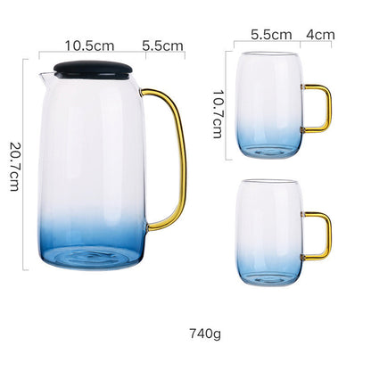 Marble Cold Water Bottle Glass Cup Resistant To High Temperature One pot and two cups set Tumblers, Bottles & Glass dinning table glass home kitchen water bottle water jar water pot