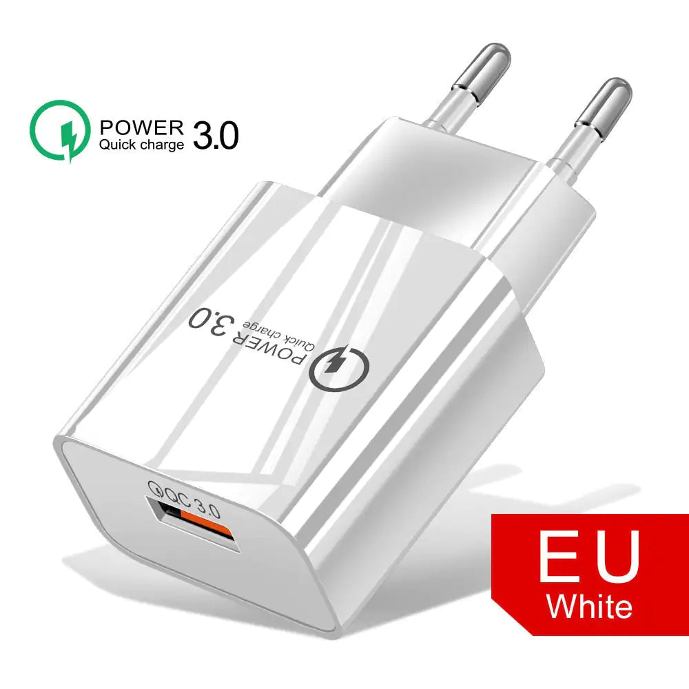 18W3A Fast Charger QC 3.0 USB Charger EU white Adapters & Converters 18W3A Fast Charger QC 3.0 USB Charger electronics electronics accessories mobile phone USB charger