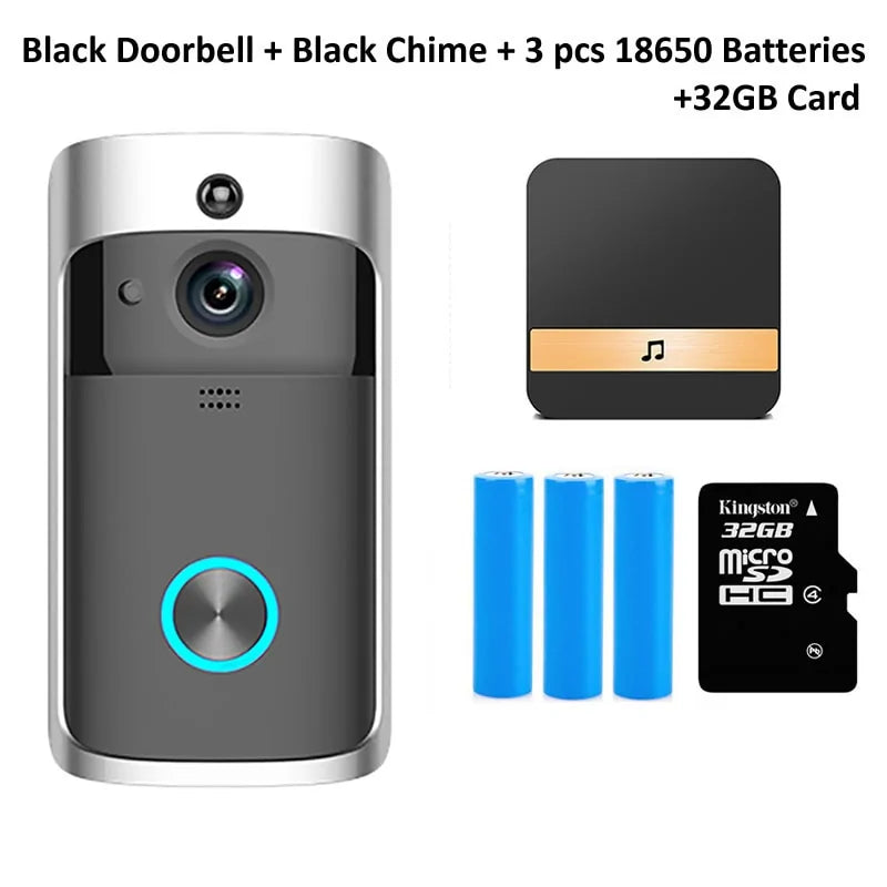 Wifi Doorbell Camera Add 32GB TF Card UK Plug Doorbells Doorbell doorbell with camera doorbell with mobile connected camera doorbell with wifi connected camera home home security Intercom security Security Camera