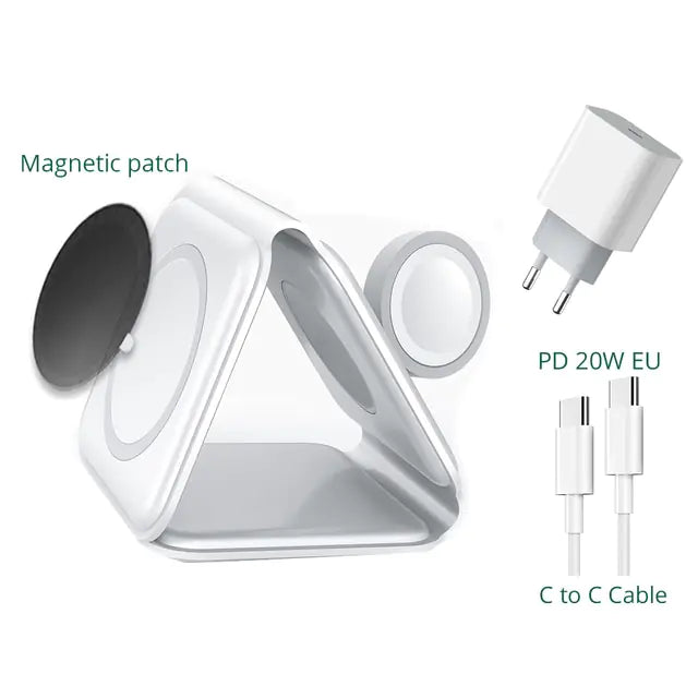 Wireless Charger for Apple Watch/iPhone White Suit 3 EU plug