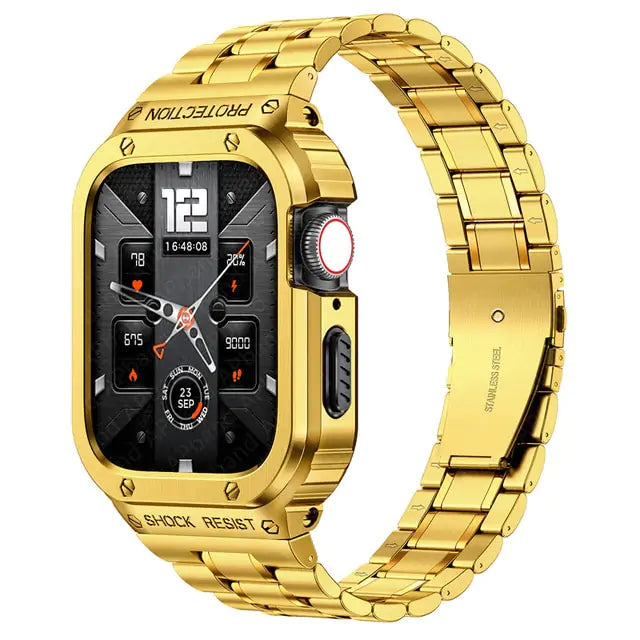 Elevate Your Apple Watch with Our Premium Band and Case Combo Gold 45mm Apple Watch Bands apple watch band and case case & band classic designer luxury New arrival new design premium premium quality stainless steel {{ product_collections }} {{ product_description }}