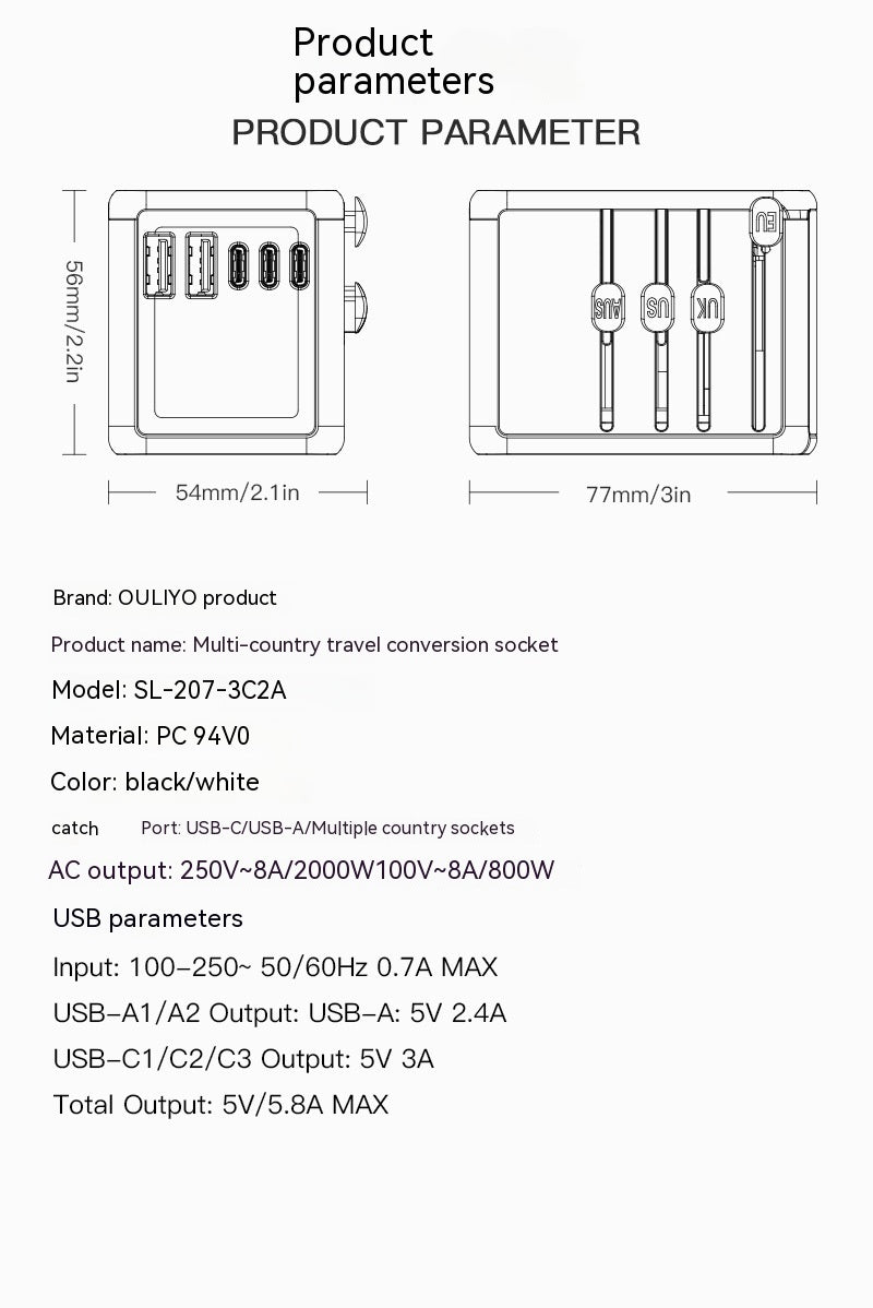 International Universal Travel Conversion Plug Dual C Socket Adapters & Converters adapter C type converter electronics electronics accessories multiports travel universal