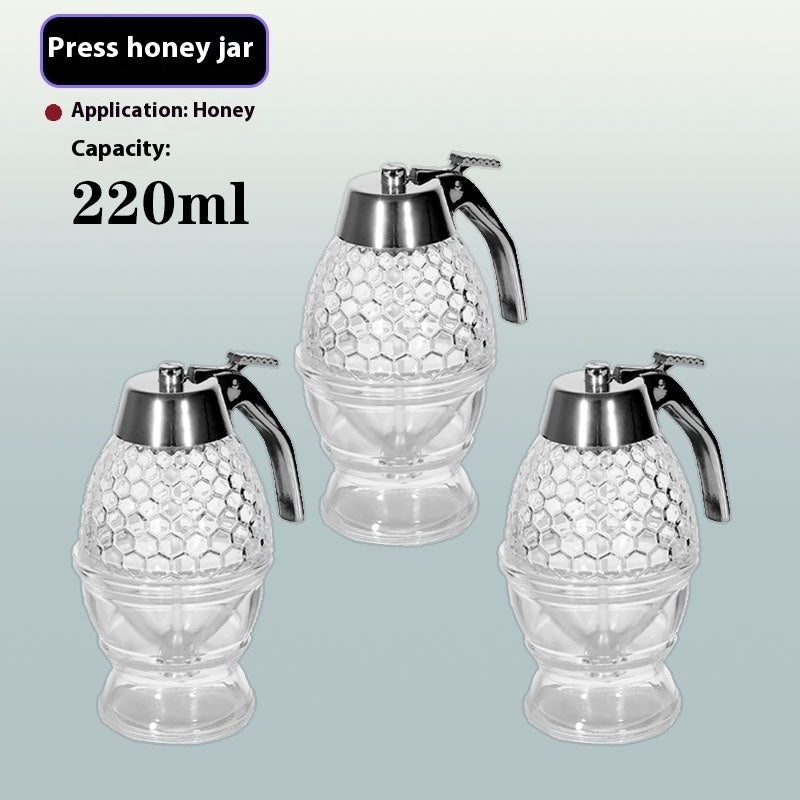 Glass Honey Pot Gift Pressing Honey Portable Storage Bottle Glass Honey Pot 3PCS Storages & Racks food storage honey cup kitchen kitchen accessories