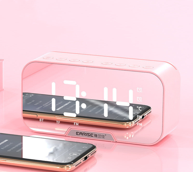 Alarm Clock Wireless Bluetooth Speaker Mini Home Outdoor Card Subwoofer Computer Audio Pink USB Speakers audio bluetooth speaker digital alarm clock with bluetooth speakers electronics matchlessonline speaker speaker with alarm clock