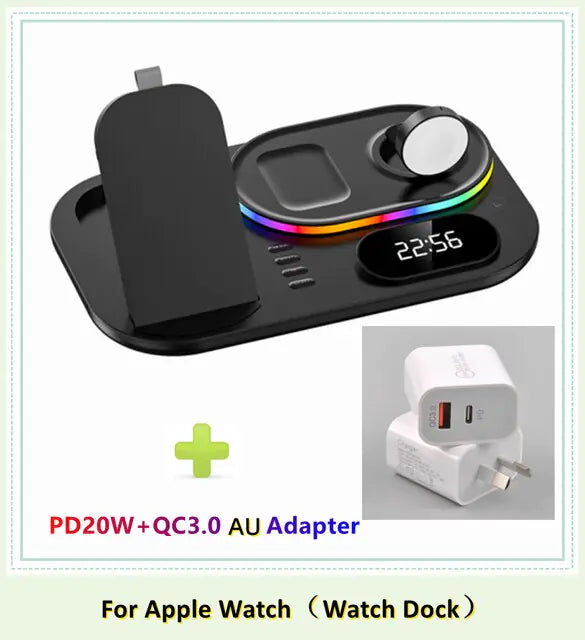 30W LED 4 in 1 Wireless Charger Dock | Fast Charging | RGB Lighting 30w apple charger dock charging dock charging pads charging station iphone led magnetic magsafe mobile New arrival phone portable table wireless charger {{ product_collections }} {{ product_description }}