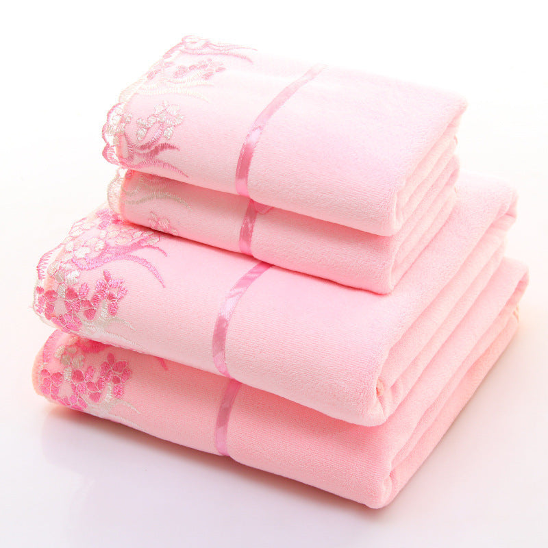 Two-Piece Microfiber Gift Bath Towel and Towel Pink Towels bath towels beach towels home