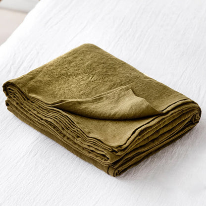 Ins Style Nordic Pure Linen Bed Sheet Olive Green Bed Sheets bed sheet bed sheet set home living room